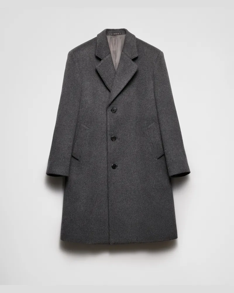 Prada Einreihiger Mantel aus Wolle Schiefergrau