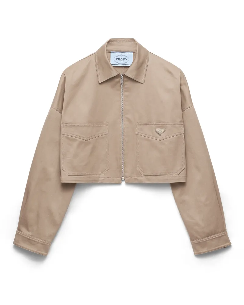 Prada Chino Blouson Jacket, Damen, Lehmgrau, Größe Lehmgrau