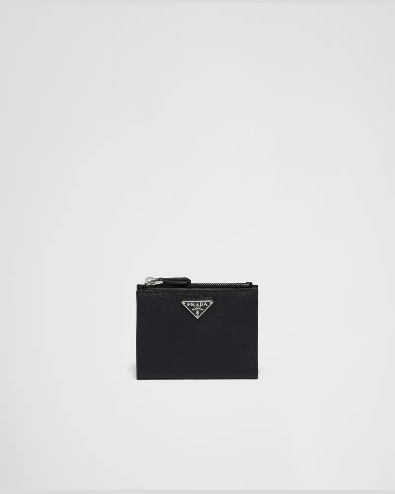 Prada Kleine Geldbörse aus Saffiano-Leder Schwarz