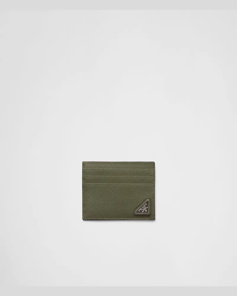 Prada Kartenetui aus Saffiano-Leder Lodengrün