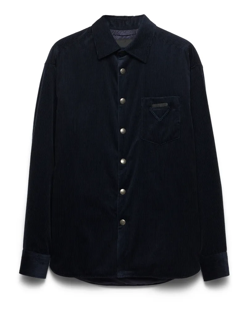 Prada Hemd Aus Cord, Herren, Blau, Größe Blau