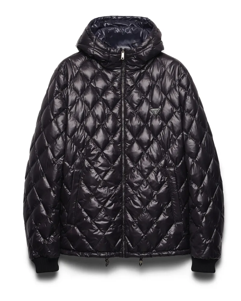 Prada Daunenjacke Aus Gestepptem Funktionsstoff Mittlerer Gewichtsklasse, Herren, Schwarz, Größe Schwarz