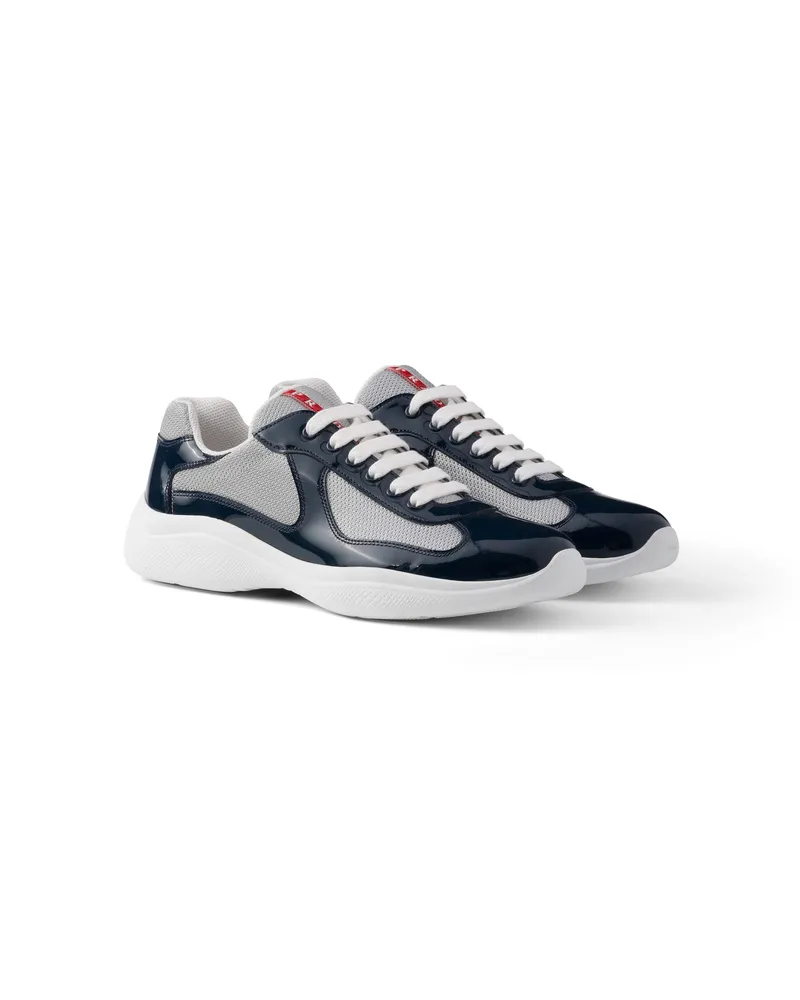 Prada America’s Cup Sneaker Aus Lackleder Und Funktionsgewebe, Herren, Königsblau/silber, Größe 13,5 Königsblau