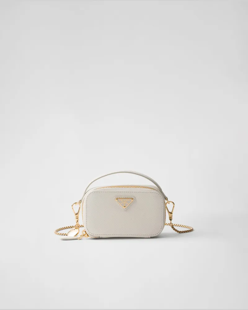 Prada Mini-Pouch aus Saffiano-Leder Weiss