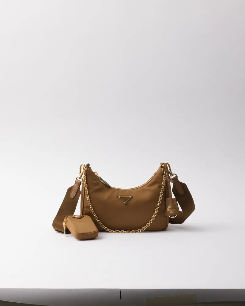 Prada Re-edition 2005 Tasche Aus Re-nylon, Damen, Brandy Brandy
