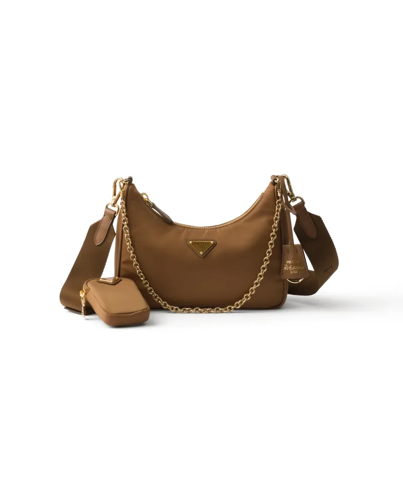 Prada Re-edition 2005 Tasche Aus Re-nylon, Damen, Brandy Brandy