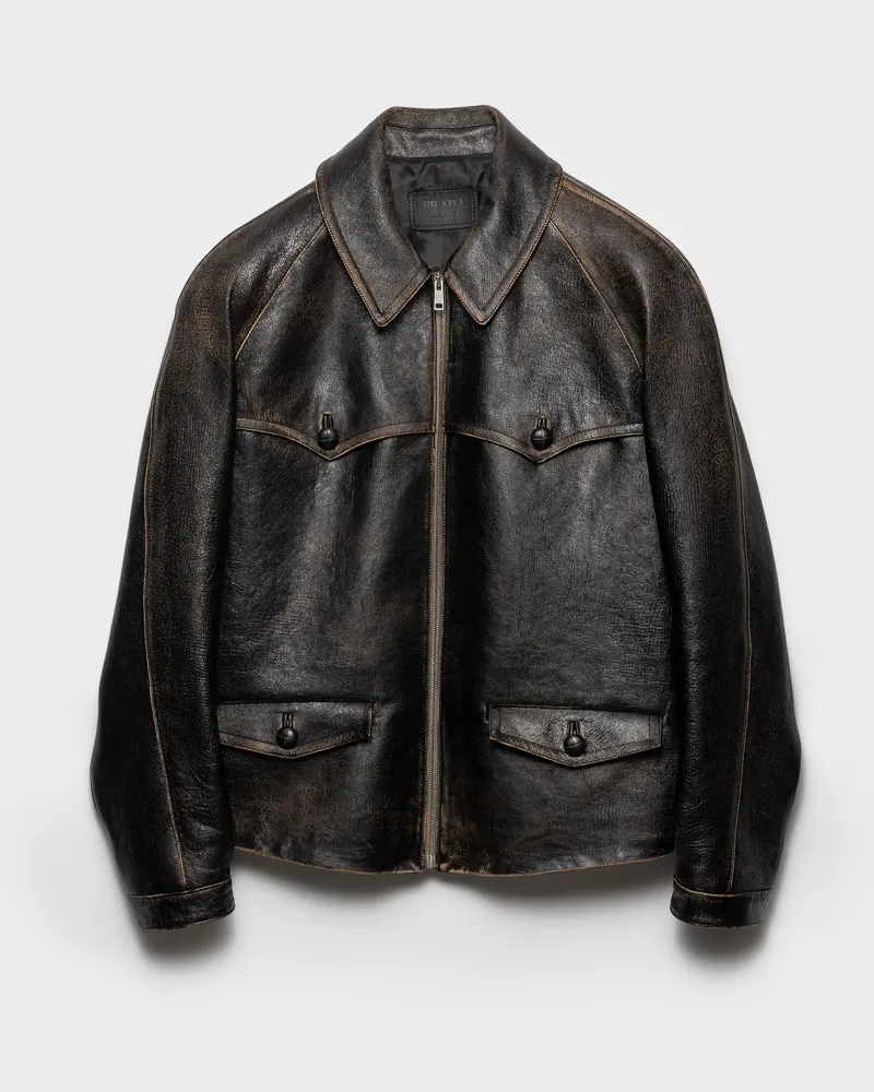 Prada Jacke aus Leder Schwarz