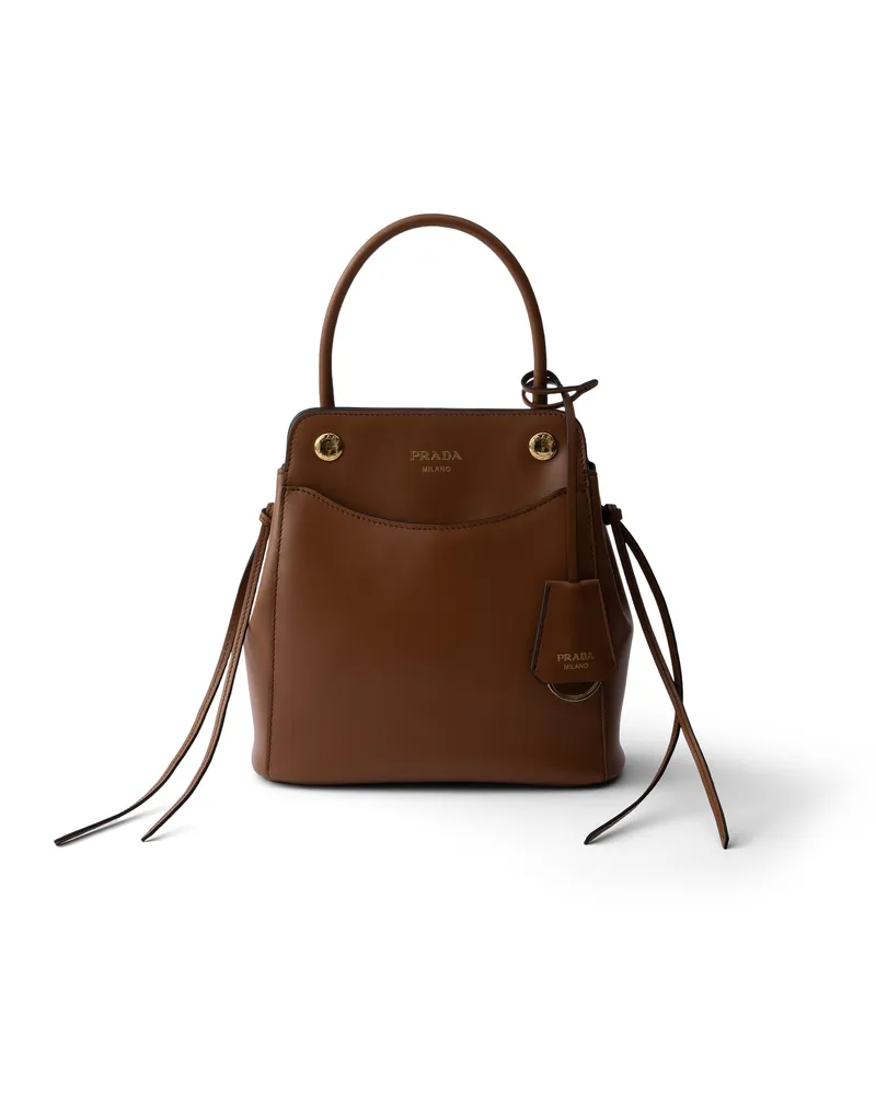 Prada Carry Mini Handtasche Aus Leder, Damen, Cognac Cognac