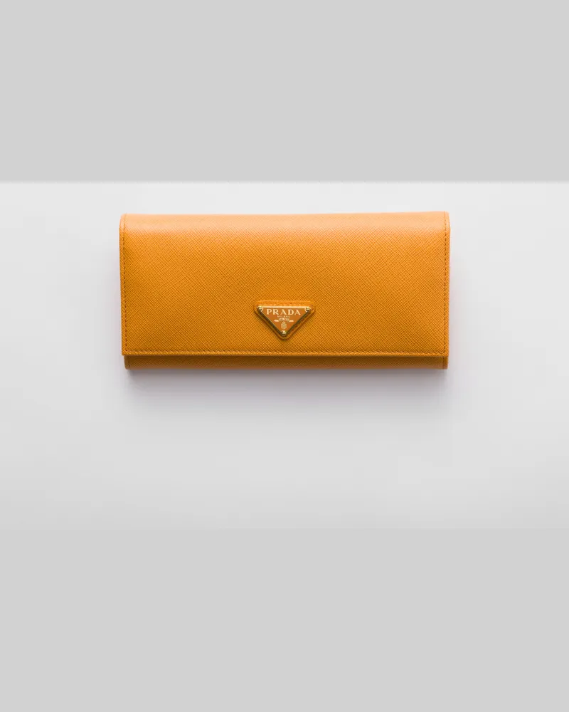Prada Große Geldbörse aus Saffiano-Leder Bernstein