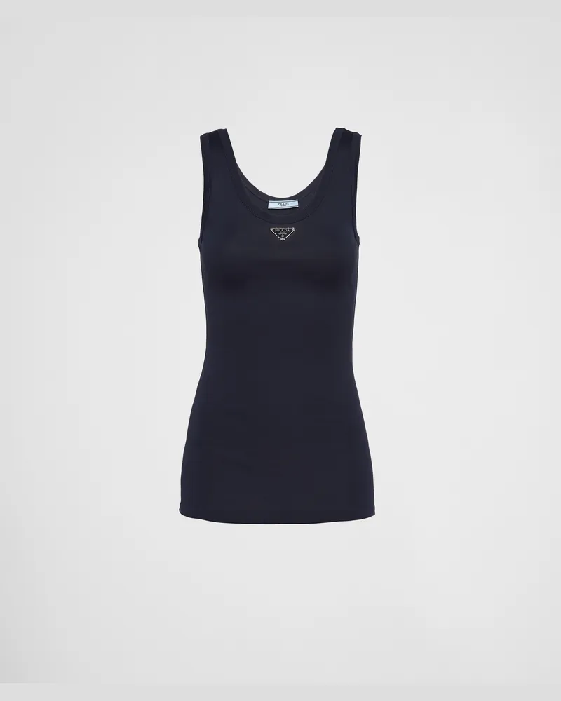 Prada Top aus Rippstrick Blau