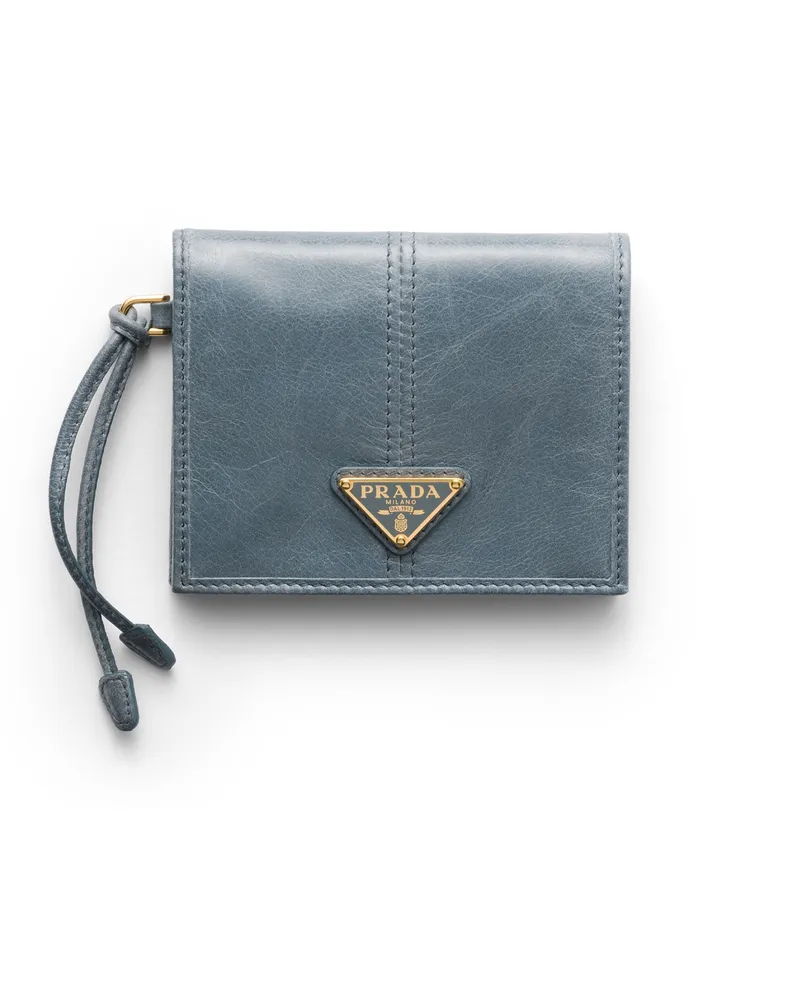 Prada Kleine Geldbörse Aus Leder, Damen, Fliegerblau Fliegerblau