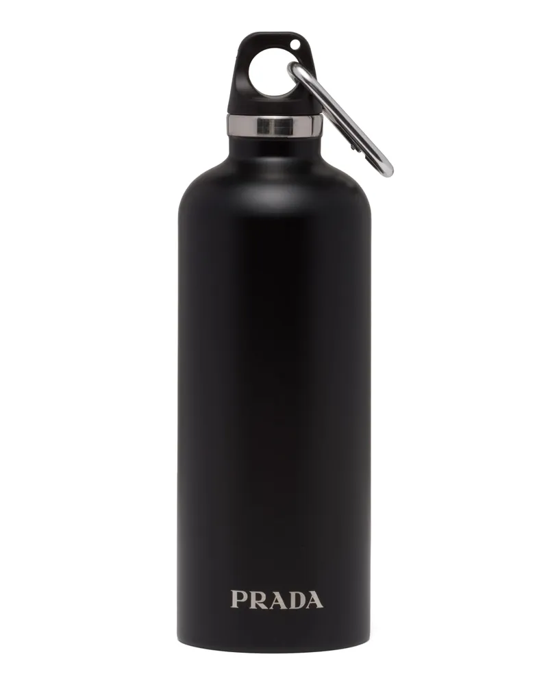 Prada Isolierte Wasserflasche Aus Edelstahl, 500 ml, , Schwarz Schwarz