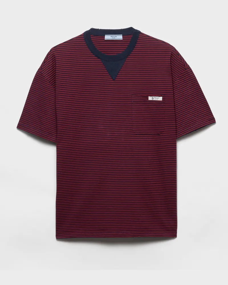 Prada Oversize-T-Shirt aus gestreiftem Jersey Amaranth