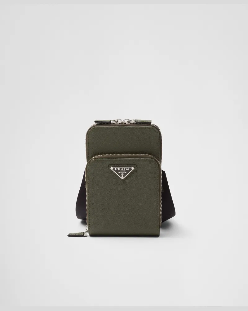 Prada Smartphone-Hülle aus Saffiano-Leder Lodengrün