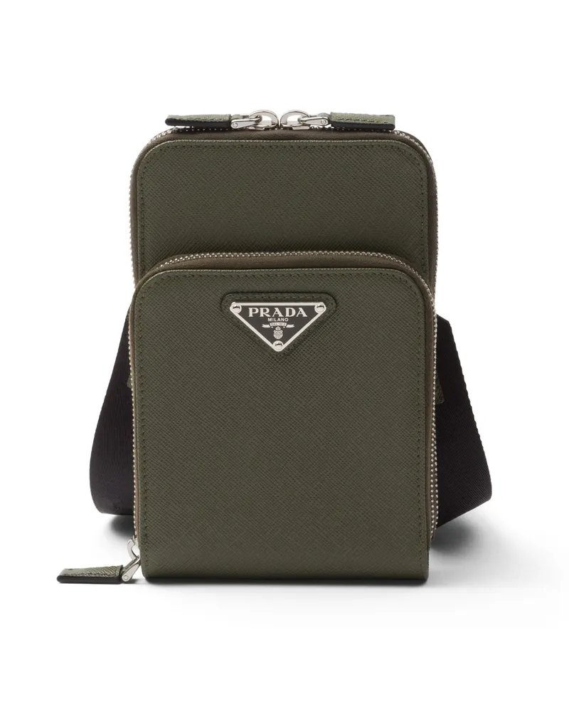 Prada Smartphone-hülle Aus Saffiano-leder, Herren, Lodengrün Lodengrün