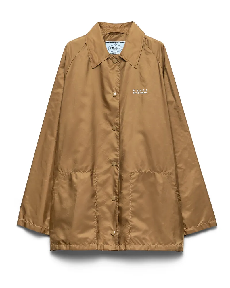 Prada Leichte Blousonjacke Aus Re-nylon, Damen, Korkbeige, Größe Korkbeige