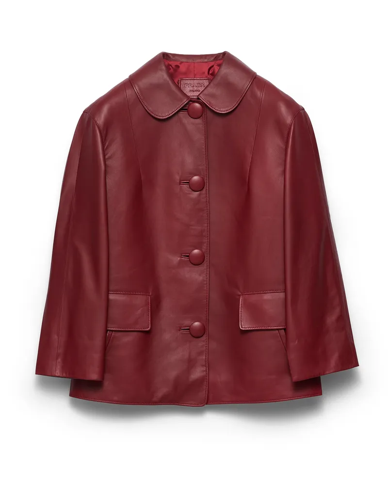 Prada Jacke Aus Nappa-leder, Damen, Kirschrot, Größe Kirschrot