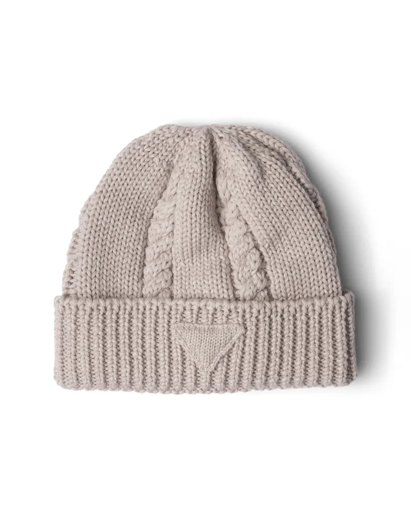 Prada Strickmütze Aus Wolle, Damen, Wüstenbeige, Größe Wüstenbeige