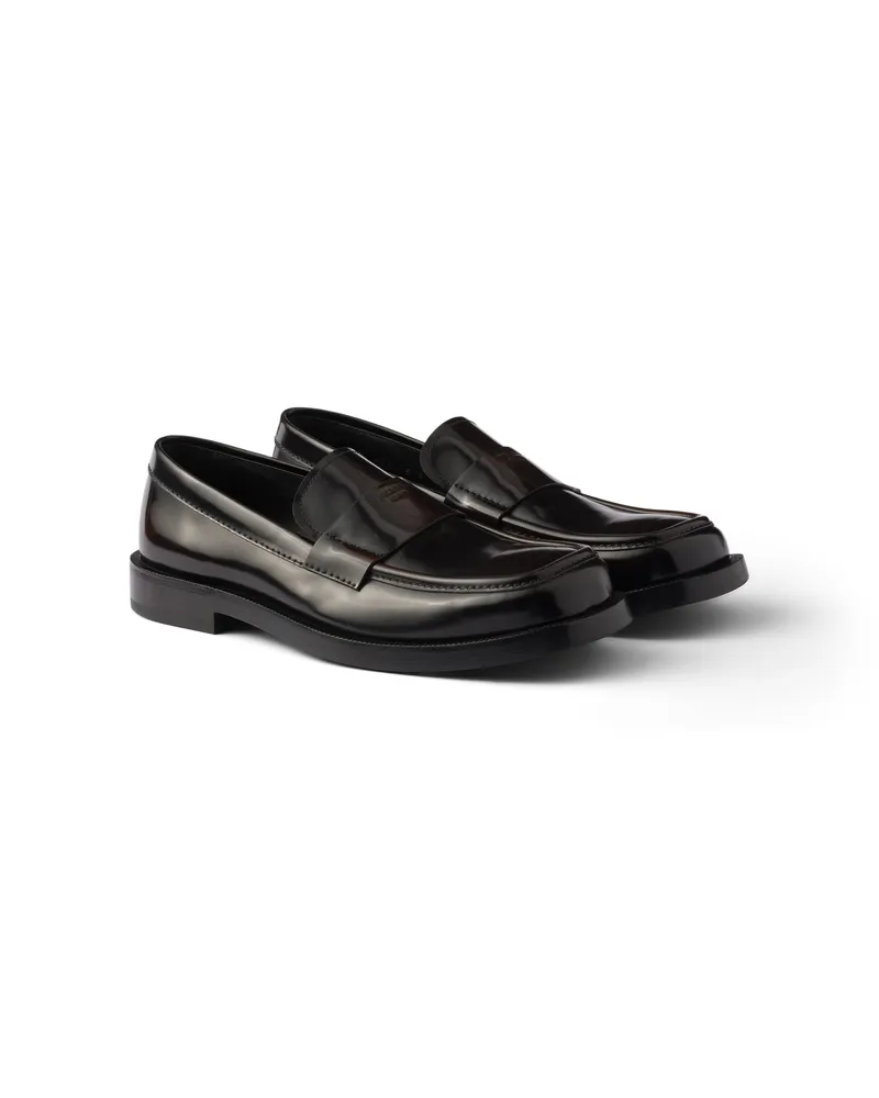 Prada Loafer Aus Gebürstetem Leder, Herren, Sienna, Größe 12 Sienna
