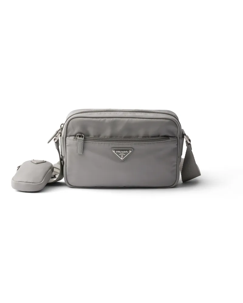 Prada Schultertasche Aus Re-nylon, Damen, Wolkengrau Wolkengrau
