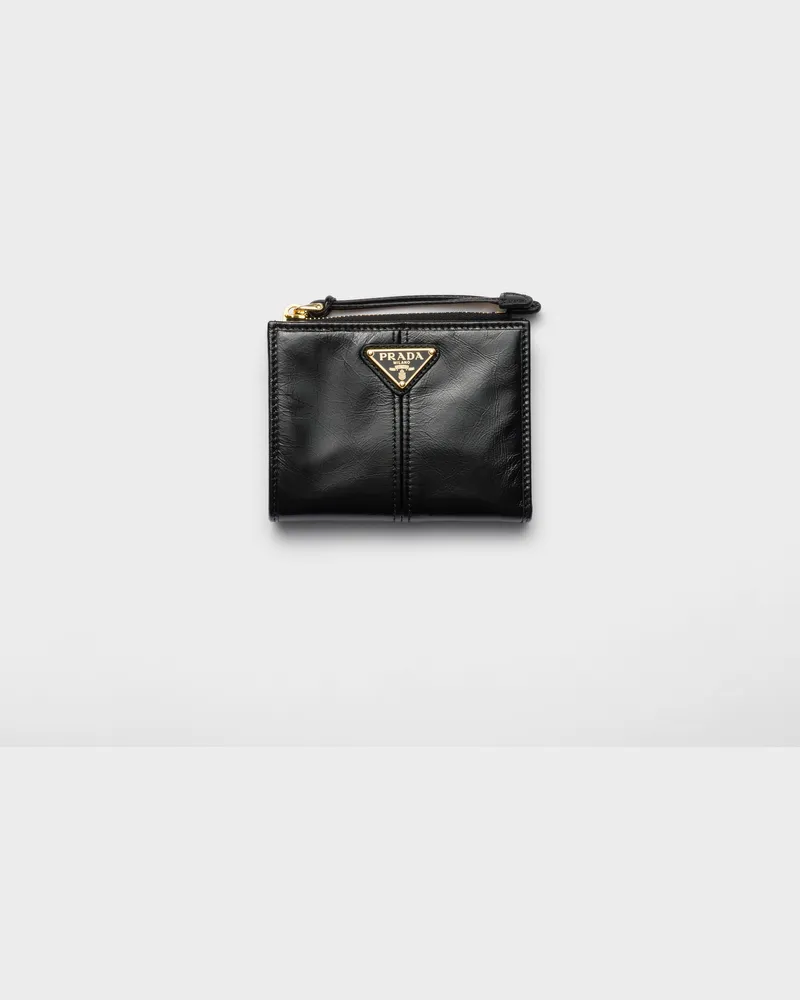 Prada Kleine Geldbörse aus Leder Schwarz