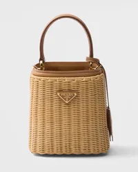 Prada Panier Mini Bag aus Korbgeflecht und Leder Natur