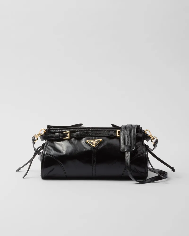 Prada Bonnie Kleine Schultertasche aus Leder Schwarz