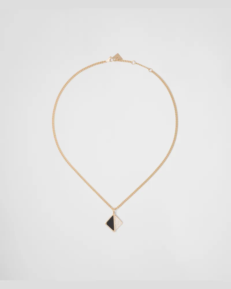 Prada Eternal Gold Halskette mit Anhänger aus Gelbgold mit Diamanten und Onyx Gold