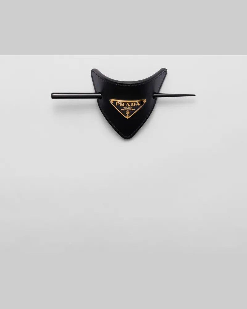 Prada Haarklammer aus Leder Schwarz