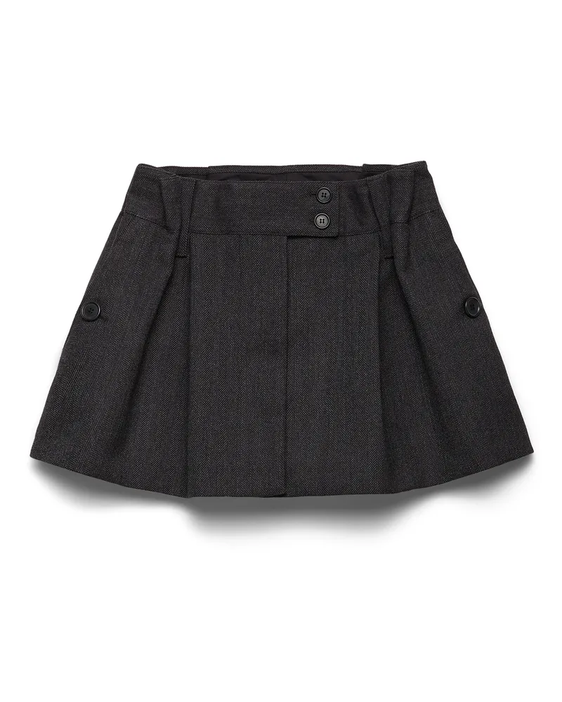 Prada Minirock Aus Chevron-wolle, Damen, Anthrazitgrau, Größe Anthrazitgrau