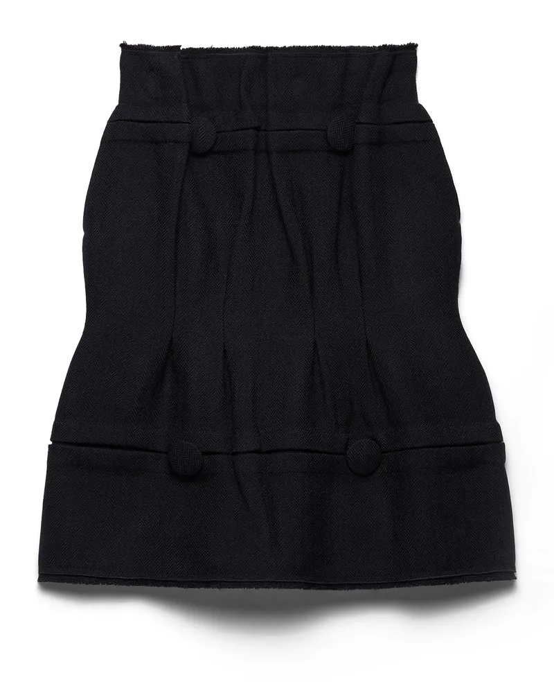 Prada Midirock Aus Chevron-wolle, Damen, Blau, Größe Blau