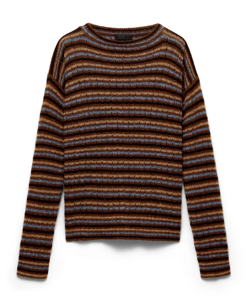 Prada Bootsausschnitt-pullover Aus Shetlandwolle, Herren, Rost, Größe Rost
