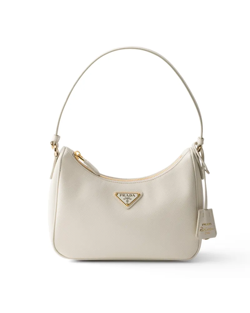 Prada Mini Bag Aus Saffiano-leder, Damen, Kalkweiss Kalkweiss