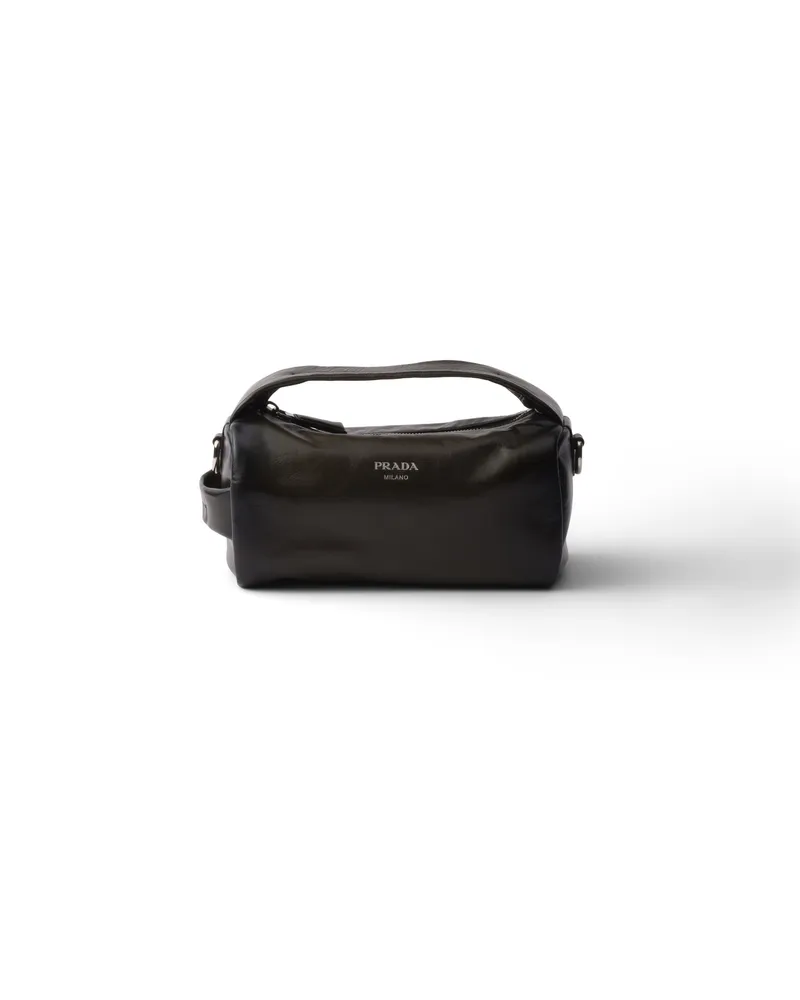 Prada Schultertasche Aus Leder In Antik-optik, Herren, Waldgrün Waldgrün