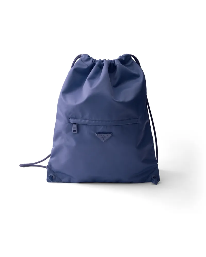 Prada Rucksack Mit Kordelzug Aus Re-nylon, , Ostseeblau Ostseeblau