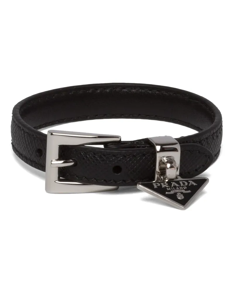 Prada Armband Aus Saffiano-leder, Damen, Schwarz, Größe Schwarz