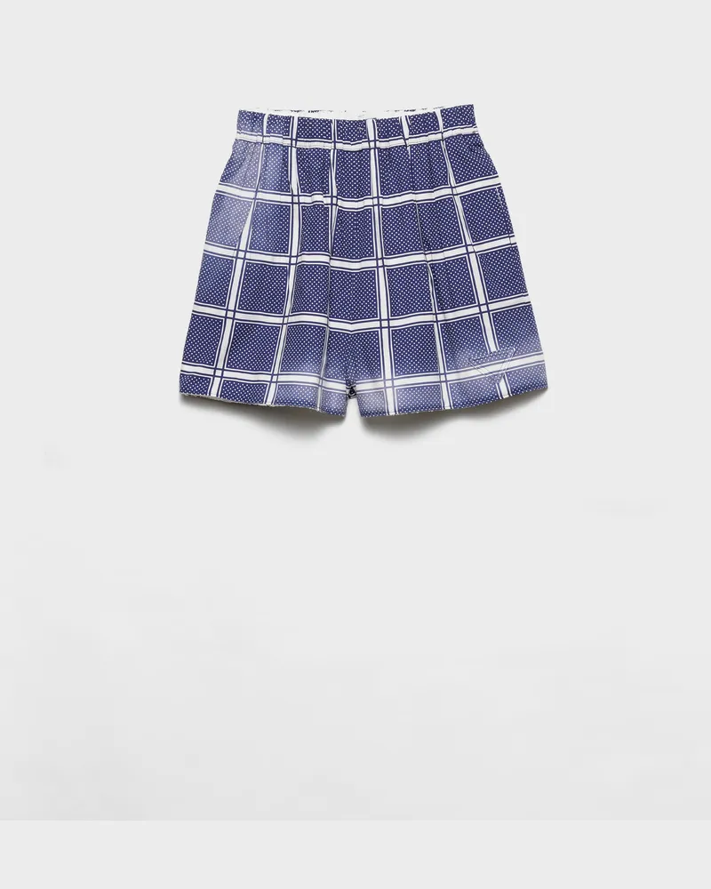 Prada Karierte Shorts aus Frottee Blau