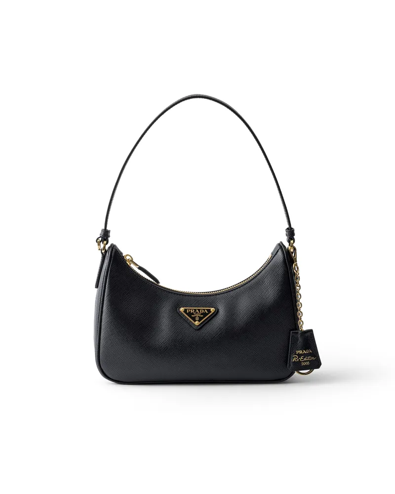 Prada Re-edition 2005 Saffiano Leather Mini-bag, Damen, Schwarz Schwarz