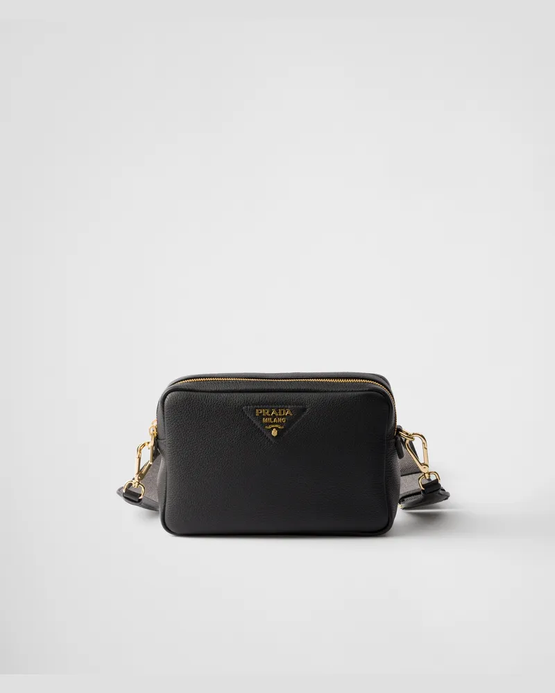 Prada Kleine Schultertasche aus Leder Schwarz