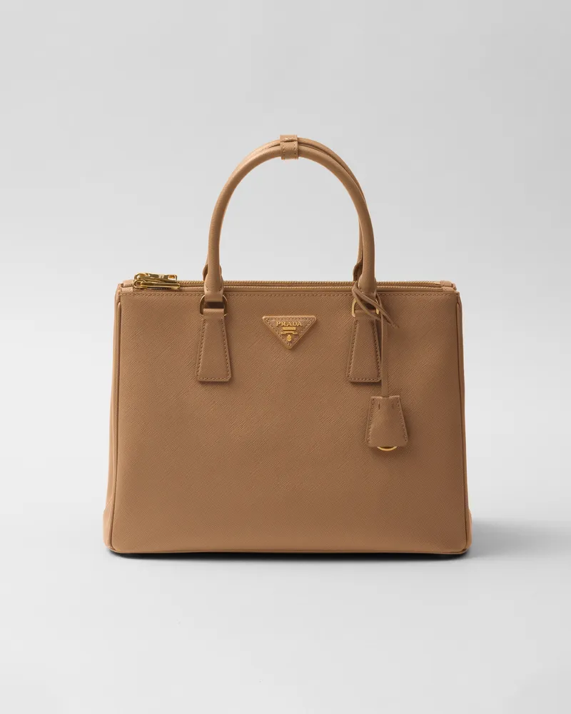 Prada Große  Galleria Tasche aus Saffiano-Leder Natur