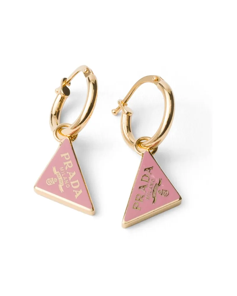 Prada Ohrringe Aus Emailliertem Metall, Damen, Gold/blütenblattrosa Gold