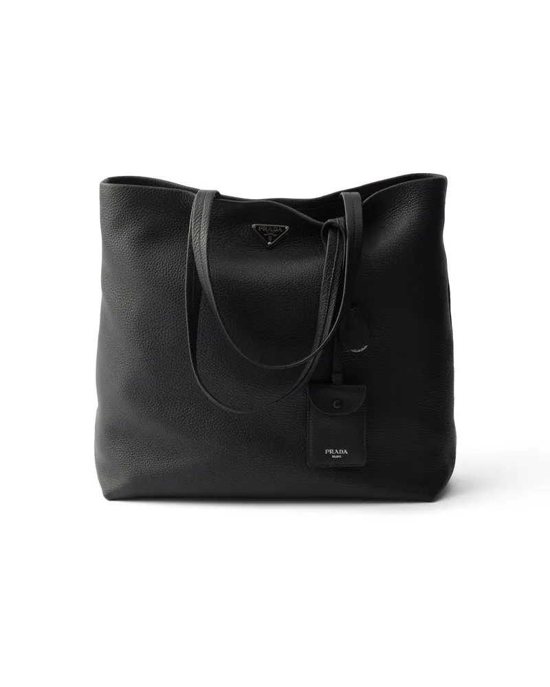 Prada Tote Bag Aus Leder, Herren, Schwarz Schwarz