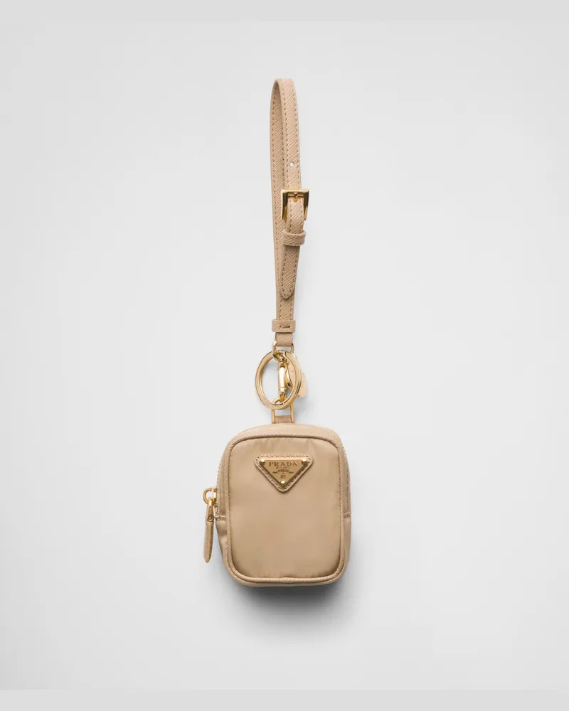 Prada Re-Edition 1978 Mini-Pouch aus Re-Nylon Korkbeige+flaschengrün