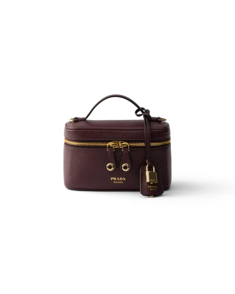 Prada Mini Bag Aus Leder, Damen, Burgunder Burgunder