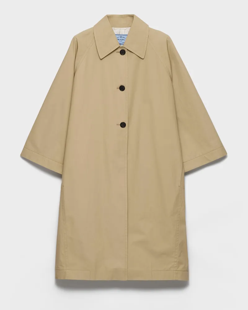 Prada Einreihiger Mantel aus Baumwollcanvas Khaki