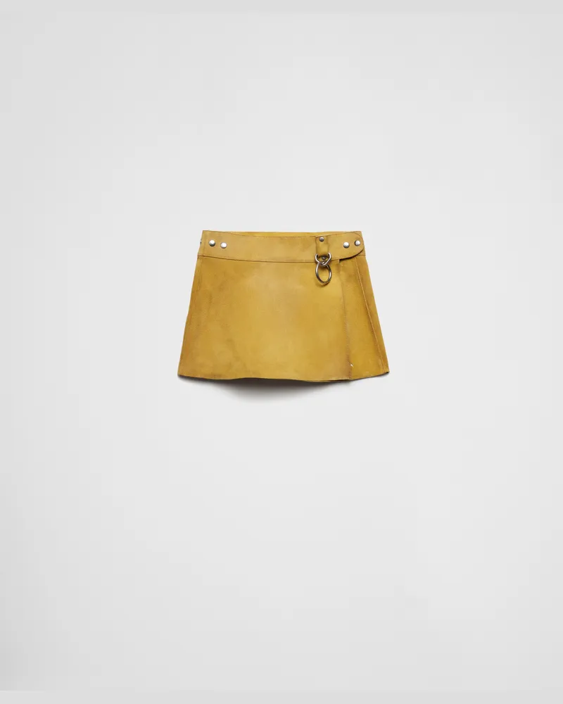 Prada Minirock aus Wildleder Mimosengelb
