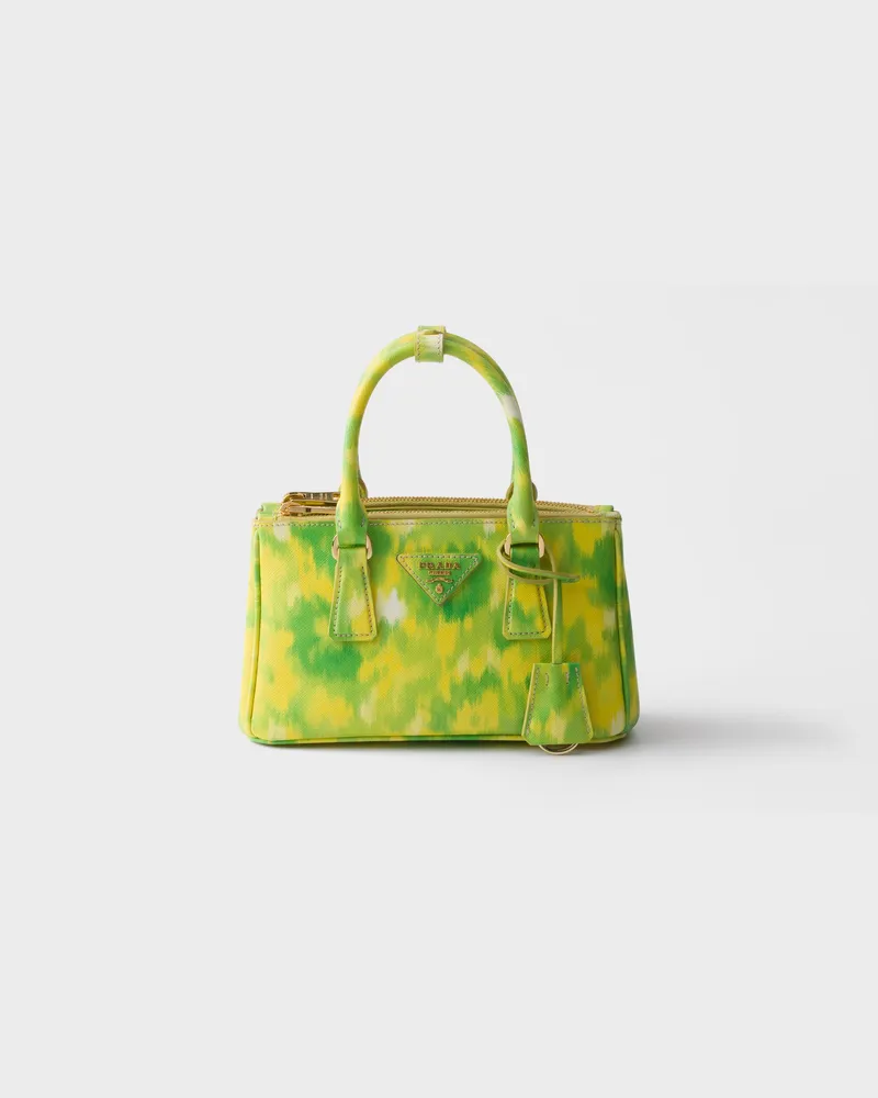 Prada Galleria Mini Bag aus Saffiano-Leder mit Prada Print-Logo Gelb