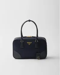 Prada Mittelgroße  Re-Edition 1978 Tasche mit zwei Griffen aus Re-Nylon und Saffiano-Leder Blau