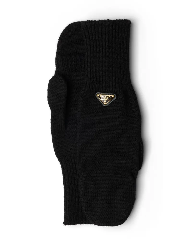 Prada Fäustlinge Aus Wolle, Damen, Schwarz, Größe Schwarz