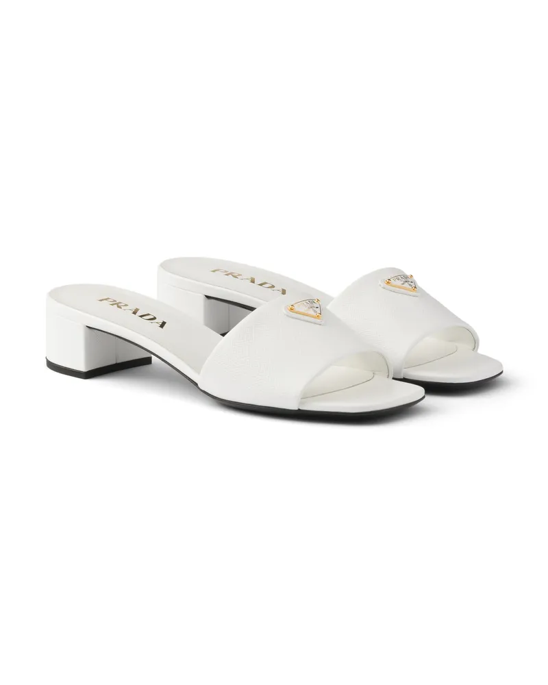 Prada sandalen Aus Saffiano-lackleder, Damen, Weiss, Größe Weiss
